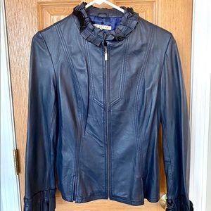 Navy Blue Genuine Leather Jacket